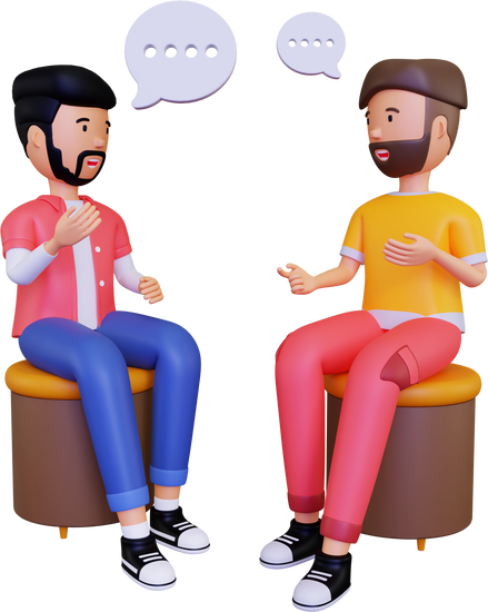 3D Two Man Having Conversation